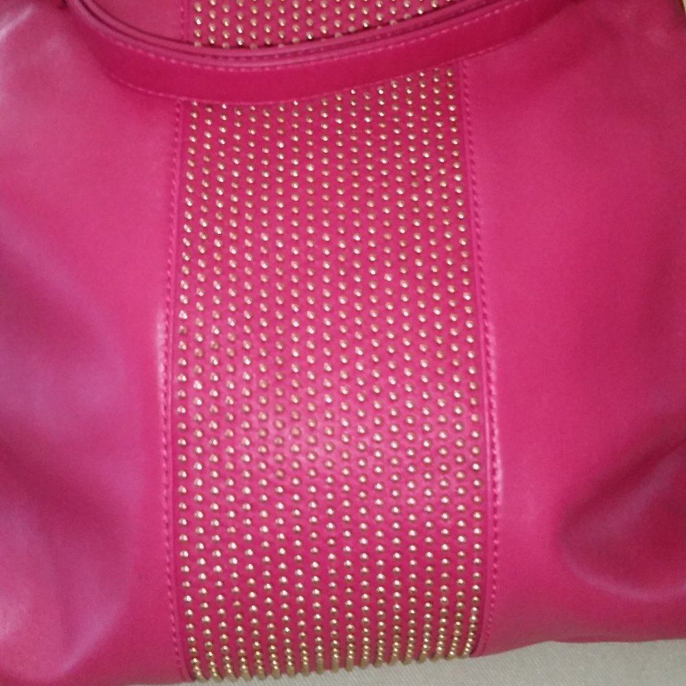 Badgley Mischka soft leather pink gold studded tote NWOT - Picture 2 of 7